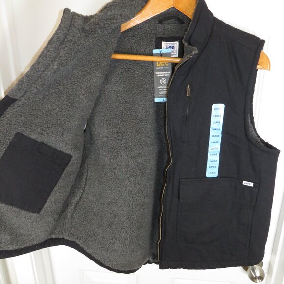 *NEW* Lee The Workwear Canvas Vest Sherpa Lined Duck Canvas Men's LG - Picture 4 of 5